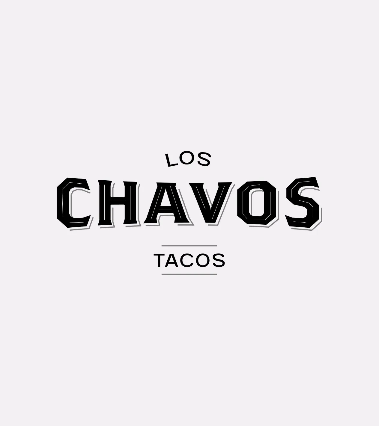 Logotipo de Los Chavos en negro con sombra gris, sobre blanco roto.